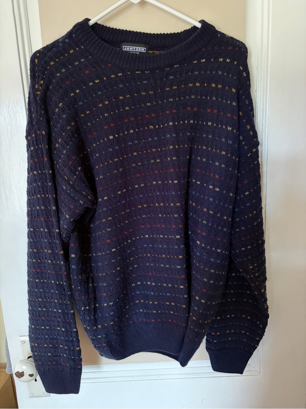 Jantzen Navy Crewneck Sweater with Multicolor Flecks